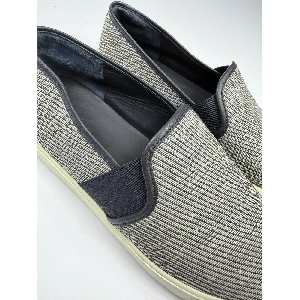 Vince Blair Slip On Sneakers Grey Black Woven Textured Shoes Womens 7.5
